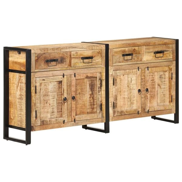 vidaXL Sideboard Natural wood tones with a black frame
