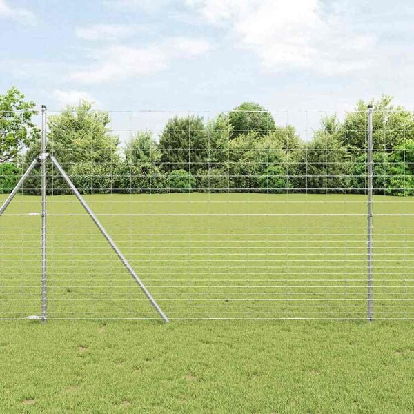 vidaXL Field Fence Silver 82.02 x 5.25 ft Galvanised steel
