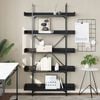vidaXL Bookcase Black Engineered wood and metal Large Adjustable Feet