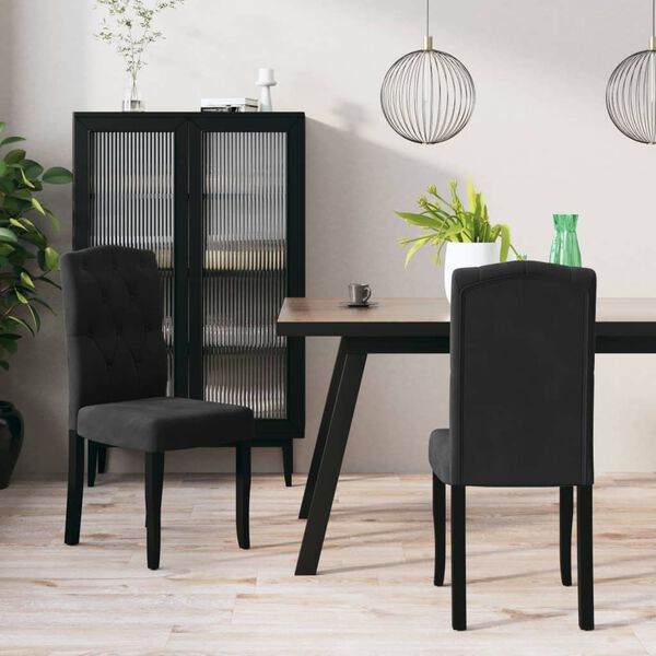 vidaXL Dining Chairs 2 pcs Black Velvet