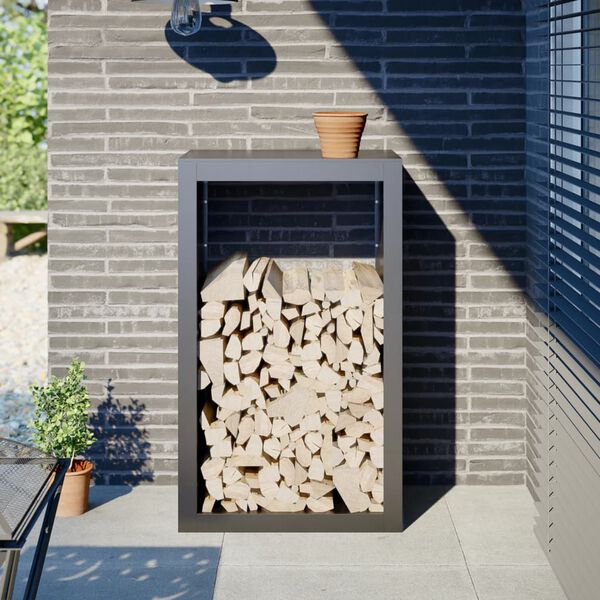 vidaXL Firewood Rack Anthracite 23.6"x15.7"x39.4" Steel