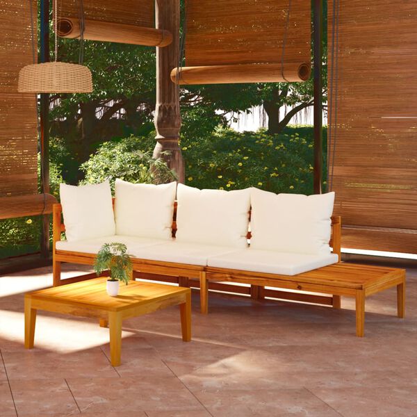 vidaXL Garden Lounge Set Cream White Solid Acacia wood Large Modular