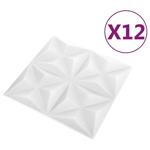 vidaXL 3D Wall Panels 12 pcs 19.7"x19.7" Origami White 32.3 ft²
