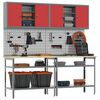 vidaXL Work Bench Set with Shelf 8 pcs Red 200 x 55 x 200 cm Steel