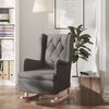 vidaXL Armchair Dark grey Polyester, Solid Rubber Wood Standard Armchair