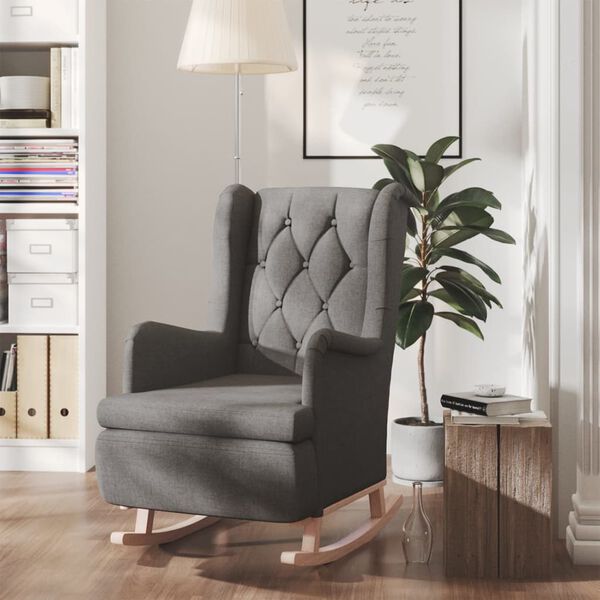 vidaXL Armchair Dark grey Polyester, Solid Rubber Wood Standard Armchair