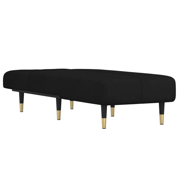 vidaXL Chaise Longue Black Velvet (100% polyester), plywood, metal, foam