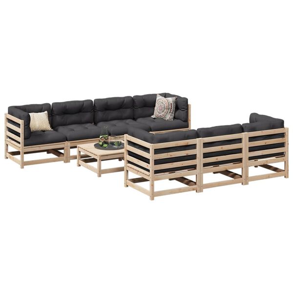 vidaXL Patio Sofa Set Anthracite Solid pine wood Large Modular
