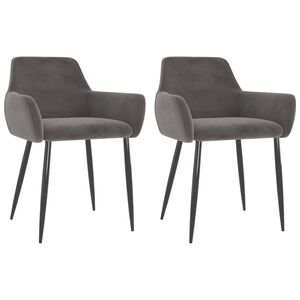 vidaXL Dining Chair Set of 2 Dark Grey Velvet (100% polyester), Metal