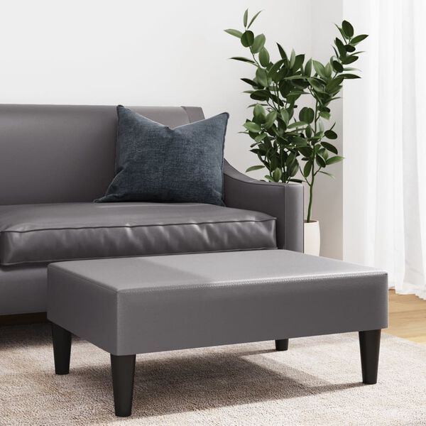 vidaXL Footstool Gray Faux leather, plywood, plastic Compact Durable