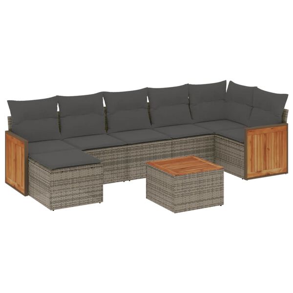 vidaXL Garden Sofa Set Grey PE rattan Large Removable Covers