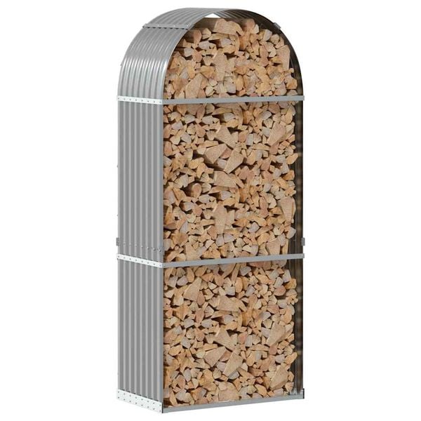 vidaXL Log Holder Light Gray 31.5"x17.7"x74.8" Galvanized Steel