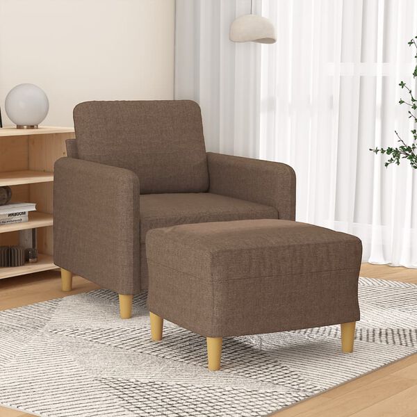vidaXL Sofa Chair with Footstool Brown 23.6" Fabric