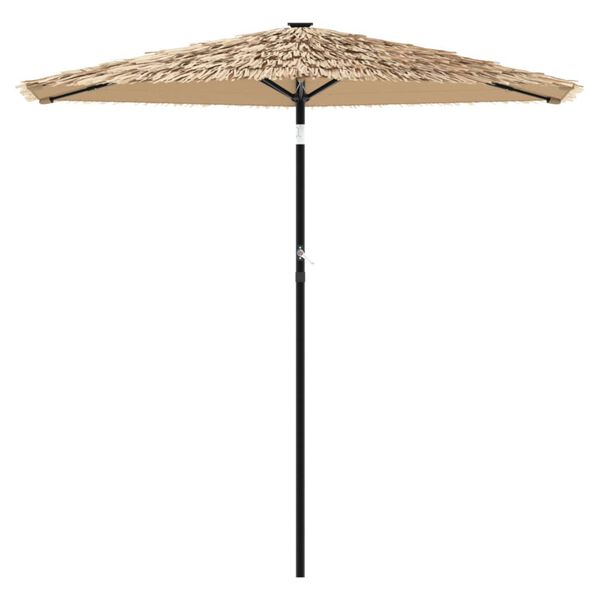 vidaXL Garden Parasol Brown Polyester, Powder-Coated Steel, Straw Large
