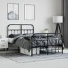 vidaXL Bed Frame Black Powder-Coated Steel Small Double Bed Frame