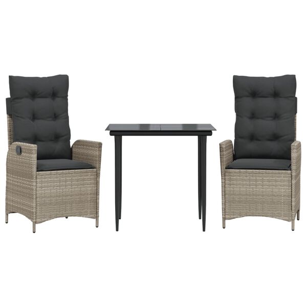 vidaXL 5 Piece Patio Dining Set with Cushions Light Grey Poly Rattan