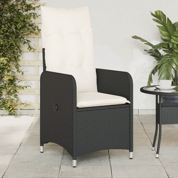 vidaXL Reclining Garden Chair Set of 2 Black PE rattan Regular