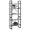 vidaXL Book Cabinet Grey Sonoma Engineered wood, Metal 5-Tier Book Cabinet
