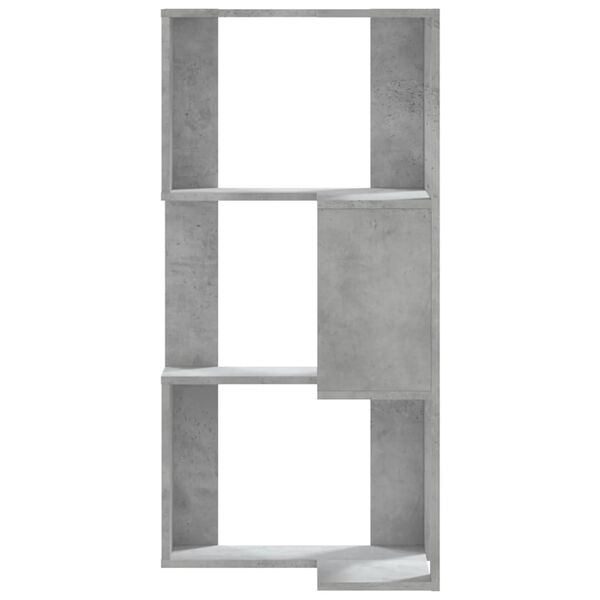 vidaXL Corner Bookcase 3-Tier Concrete Grey 19.7x19.7x40.2" Engineered Wood