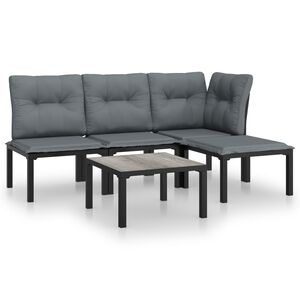 vidaXL Garden Lounge Set Black and dark grey