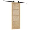 vidaXL Sliding Door Natural and Black 28.94 x 78.15 in Solid Pine Wood