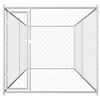 vidaXL Outdoor Dog Kennel Silver Galvanized Steel 150.4 x 75.6 x 72.8 in