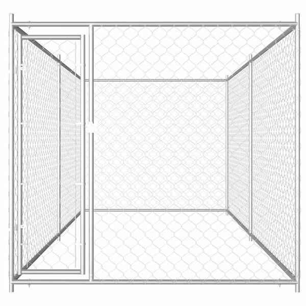vidaXL Outdoor Dog Kennel Silver Galvanized Steel 150.4 x 75.6 x 72.8 in