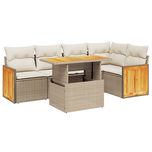 vidaXL Garden Sofa Set Beige PE rattan Modular UV-resistant materials