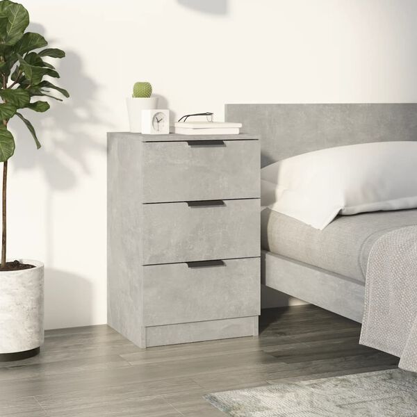 vidaXL Bedside Cabinet Concrete grey Engineered wood Medium