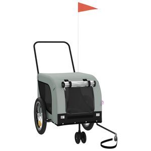 vidaXL Pet Bike Trailer Black and grey Oxford fabric Collapsible