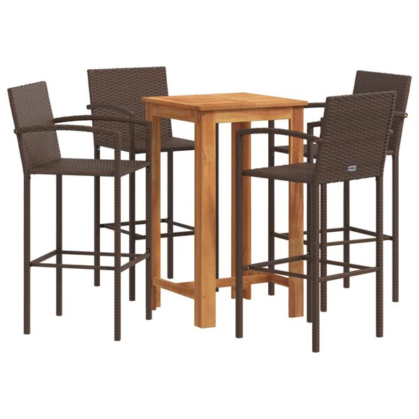 vidaXL Garden Bar Set Brown Solid acacia wood Compact Footrest