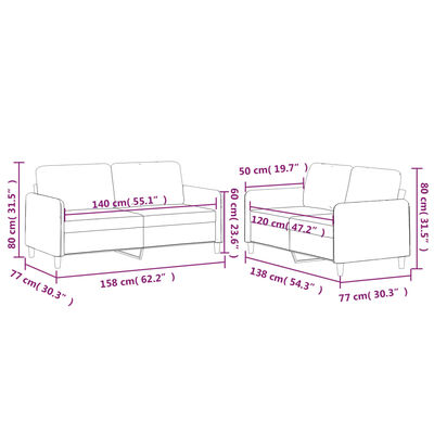 vidaXL 2 Piece Sofa Set with Cushions Dark Gray Fabric