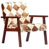 vidaXL Armchair White and Brown Goat Leather, Acacia Wood Standard