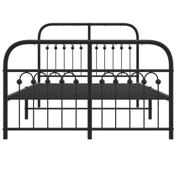 vidaXL Bed Frame Black Steel Small Double Bed Frame Rectangular