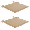 vidaXL Outdoor Chair Set of 2 Beige Cushion, Brown Wood