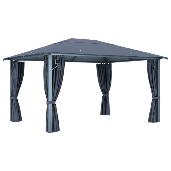 vidaXL Gazebo with Curtain 157.5 x 118.1" Anthracite Aluminium