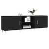 vidaXL TV Cabinet with Shelf with Storage with Door Black Medium Engineered wood, Iron