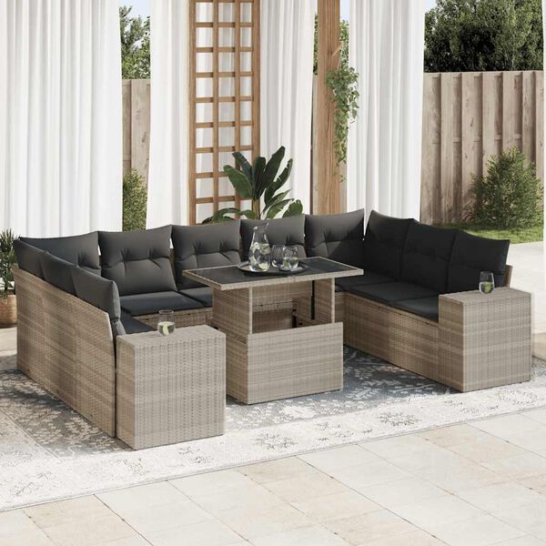 vidaXL Garden Sofa Set Light grey