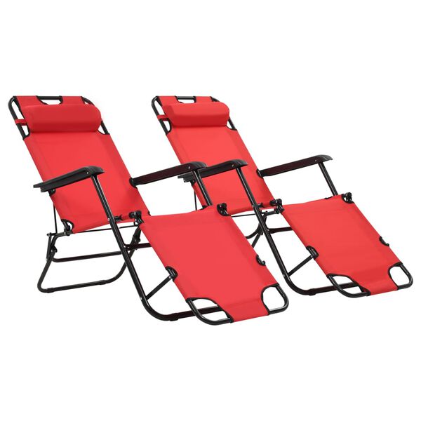 vidaXL Patio Sun Lounger Set of 2 Red