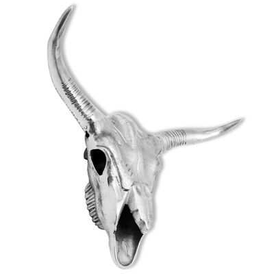 vidaXL Bull Skull Head Decoration Wall-Mounted Aluminum Silver