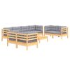 vidaXL Garden Lounge Set Gray cushions, Natural wood frame
