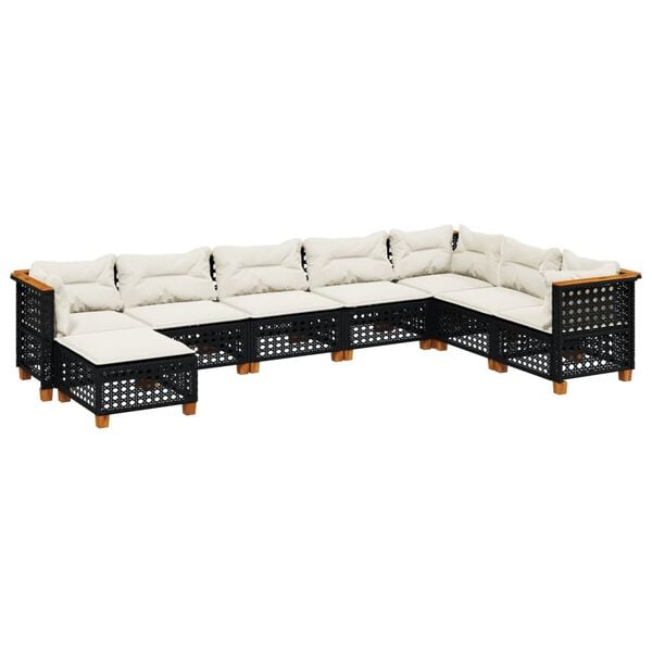 vidaXL Garden Sofa Set Black, Cream White