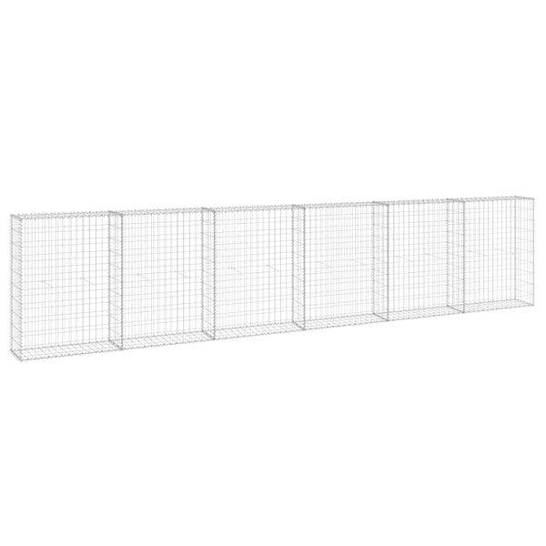 vidaXL Gabion Wall with Covers Galvanized Steel 118.1"x11.8"x39.4"