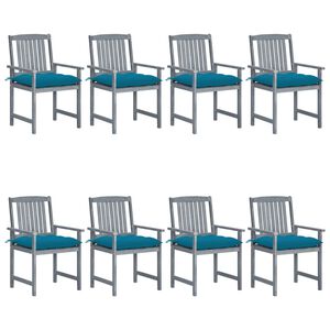 vidaXL Patio Chair Set of 8 Gray Solid Acacia wood Standard Durable