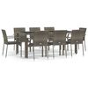 vidaXL Garden Dining Set Grey PE Rattan Large Modular
