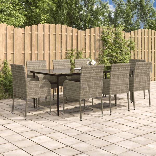vidaXL Garden Dining Set Black and Grey