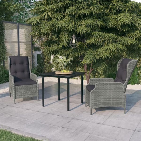 vidaXL Garden Dining Set Light Gray, Black