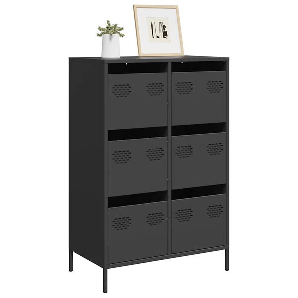vidaXL Highboard Black Cold-rolled steel 26.8 x 15.4 x 40.0 in Highboard