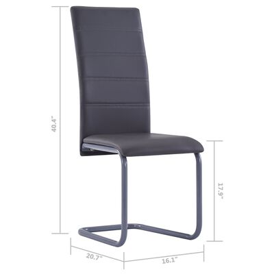 vidaXL Cantilever Dining Chairs 2 pcs Gray Faux Leather