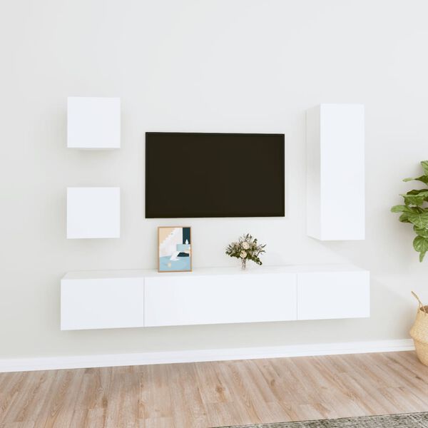 vidaXL TV Cabinet Set Set of 5 White Engineered wood 5 Piece Set